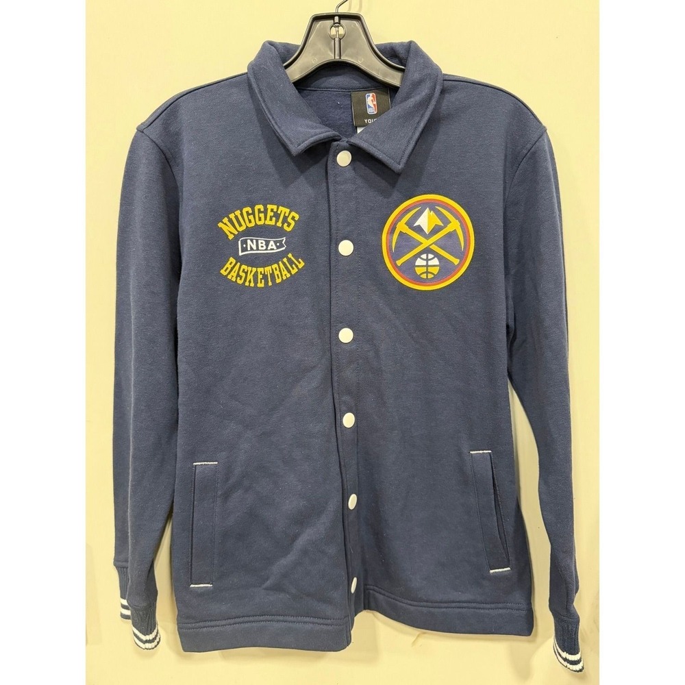 NBA Denver Nuggets Youth M 10/12 Snap Fleece Jacket Navy NBA NWT